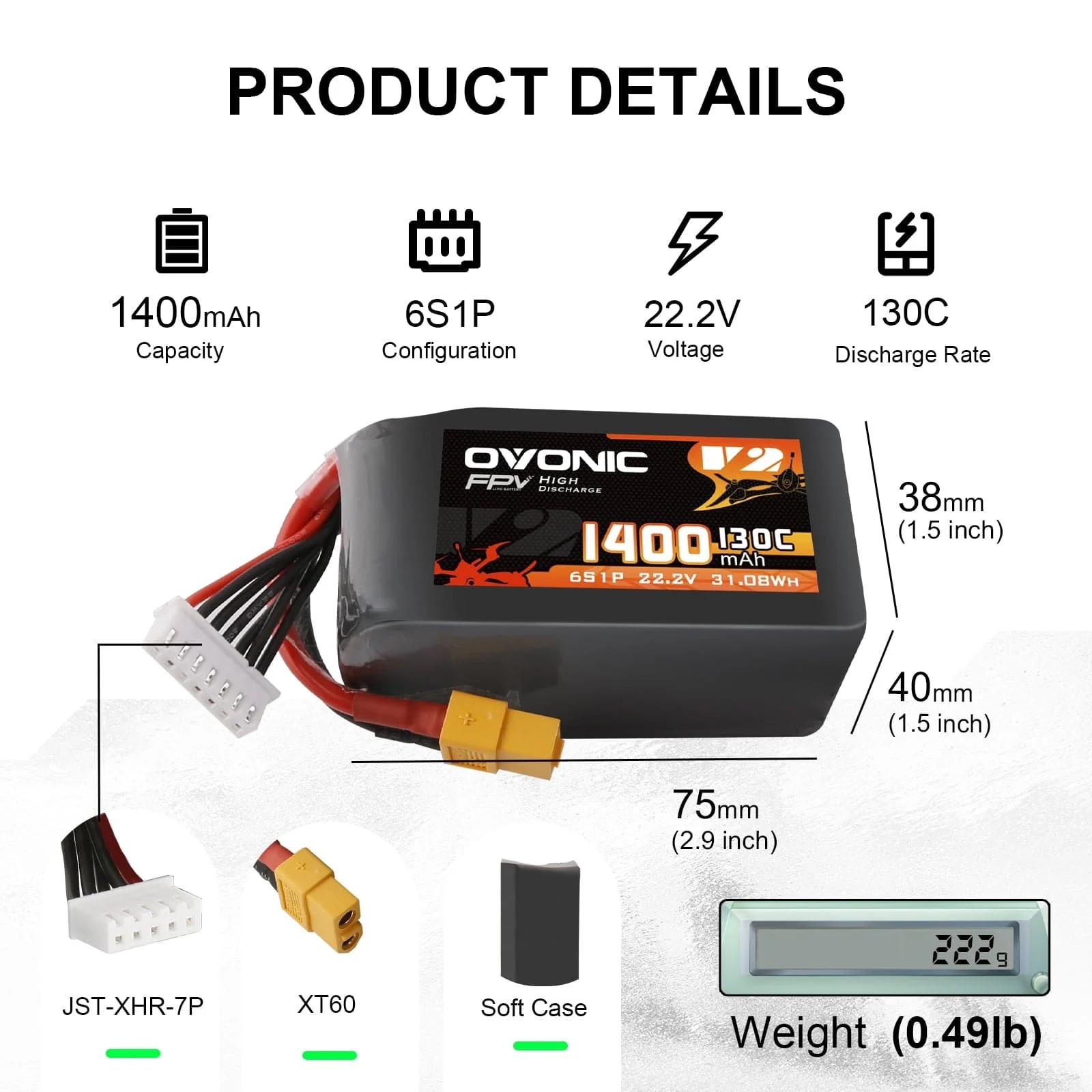 Walksnail Avatar Hd Goggles X - Pack de batteries LiPo Ovonic 6S